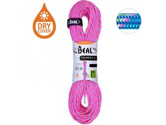 BEAL polovična plezalna vrv Ice Line Unicore 8,1 mm 2 × 50 m, fuksija / modra