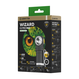 ArmyTek Wizard C2 Pro Max LR White LED žepna svetilka s sponko za pas, z baterijo 4150 lm