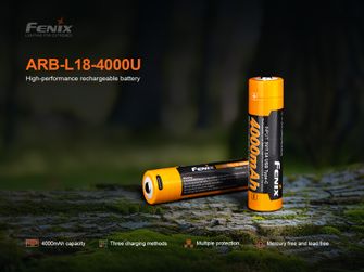 Baterija Fenix 18650 4000 mAh (Li-Ion) za polnjenje USB-C Fenix