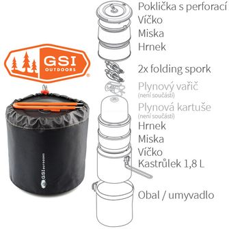 GSI Outdoors Komplet posode za kuhanje za 2 osebi Halulite Dualist HS 1,8 l