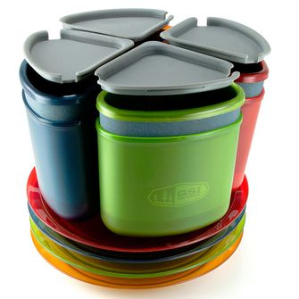 GSI Outdoors Komplet pripomočkov za kampiranje za 4 osebe Infinity 4 Person Compact Tableset, Multicolor