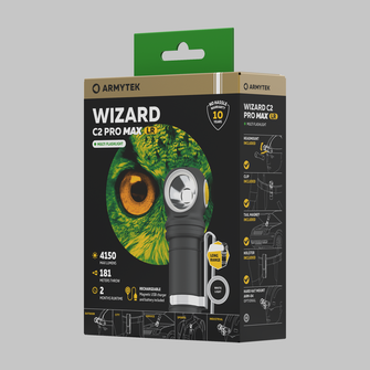 ArmyTek Wizard C2 Pro Max LR White LED žepna svetilka s sponko za pas, z baterijo 4150 lm