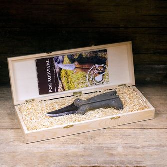 KUPILKA LC 850 nož v leseni darilni škatli, rjave barve