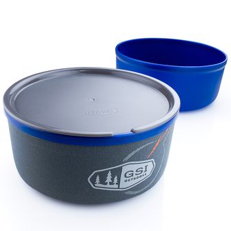 GSI Outdoors Neoprenski izolirani komplet skodelice in krožnika 591 ml, modra