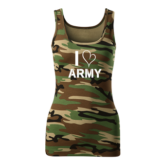 DRAGOWA ženska majica brez rokavov i love army, maskirna izvedba 180g/m2